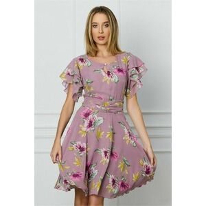 Rochie DY Fashion lila cu imprimeuri florale roz imagine