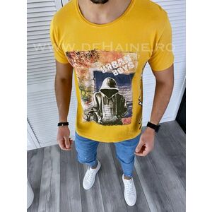 Tricou barbati slim fit mustar B3781 P18-2.2 imagine