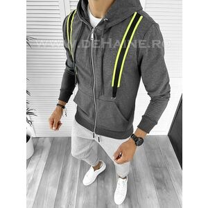 Hanorac barbati gri cu aplicatii slim fit 2696 P20-5.1 imagine