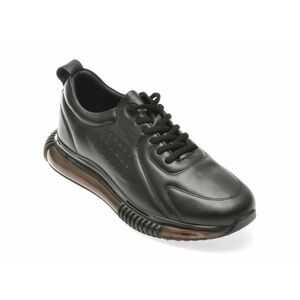 Pantofi casual BTB negri, 36602, din piele naturala imagine