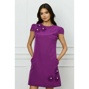 Rochie office de culoare magenta, cu maneci scurte imagine