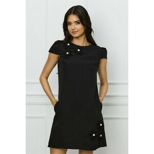 Rochie MBG neagra cu flori si perle imagine