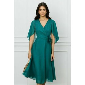 Rochie Mara verde din voal cu fir lurex imagine