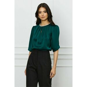 Bluza DY Fashion verde cu perle la decolteu imagine