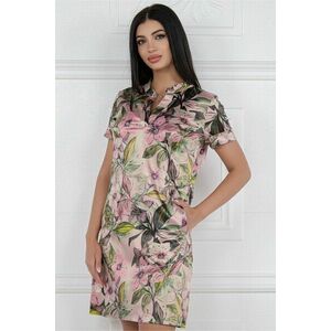 Rochie MBG roz cu imprimeu floral din satin imagine