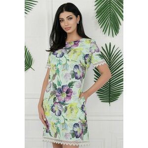 Rochie MBG verde mint cu flori mov si dantela imagine