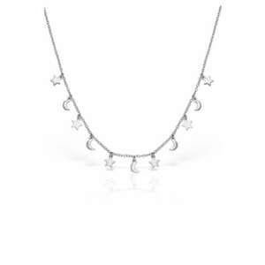 Colier-chocker din argint veritabil 925 cu pandantive in forma de stea si luna imagine