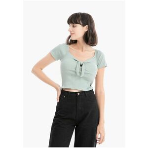 Tricou crop cu nod frontal imagine