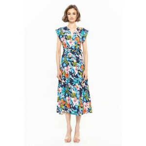 Rochie midi pentru femei, cu maneca scurta si imprimeu floral imagine