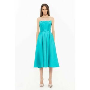 Rochie midi cu croiala in A si aspect satinat imagine