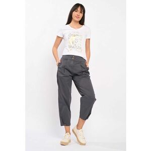 Pantaloni crop de bumbac cu pliuri imagine