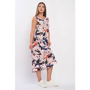 Rochie midi fara maneci cu decolteu rotund si buzunare imagine