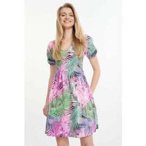 Rochie cu imprimeu tropical si decolteu in V imagine