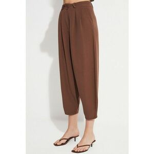 Pantaloni crop conici din amestec de in imagine