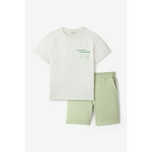 Set de tricou cu text si pantaloni scurti - 2 piese imagine