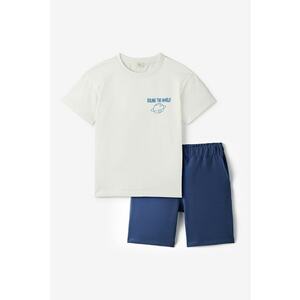 Set de tricou cu text si pantaloni scurti - 2 piese imagine