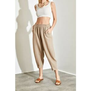 Pantaloni harem din amestec de in imagine