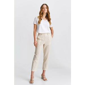 Pantaloni crop din amestec de in - cu croiala conica imagine