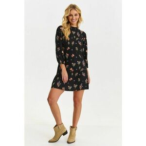 Top scurt, negru, cu imprimeu floral imagine