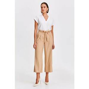 Pantaloni crop cu model uni imagine