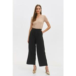 Pantaloni crop cu banda elastica in talie imagine