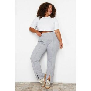 Pantaloni plus size de bumbac cu croiala ampla si terminatii cu fermoar imagine