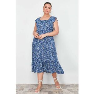 Rochie plus size midi cu model floral imagine