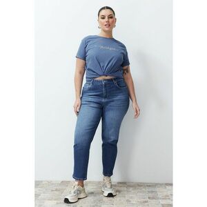 Blugi mom fit plus size slim fit imagine