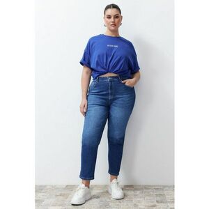 Blugi mom fit plus size slim fit imagine