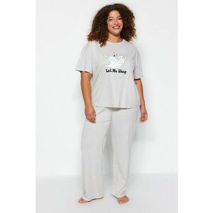 Pijama plus size cu imprimeu grafic imagine