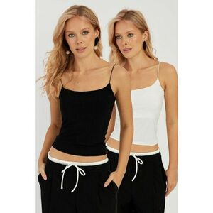 Set de top-uri crop slim fit cu bretele subtiri - 2 piese imagine