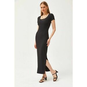 Rochie maxi bodycon cu decolteu patrat si slit lateral imagine