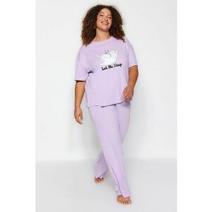 Pijama plus size cu imprimeu grafic imagine