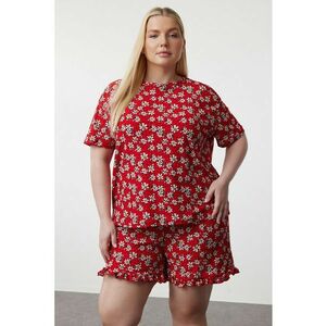 Pijama plus size cu imprimeu floral imagine