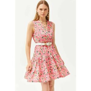 Rochie mini evazata cu model floral imagine