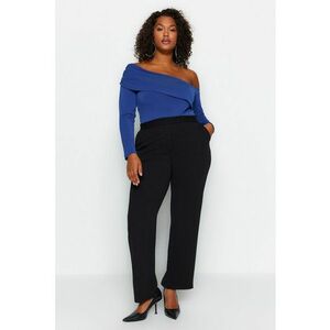 Pantaloni plus size cu talie inalta si buzunare laterale imagine