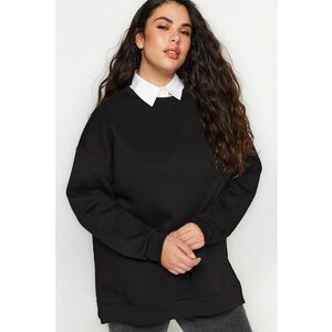 Bluza de trening plus size cu decolteu la baza gatului si maneci cazute imagine