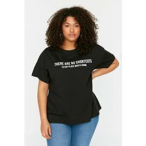 Tricou dama 100407-7871 - Bumbac - Negru imagine