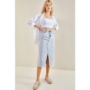 Fusta midi de denim cu slit frontal imagine