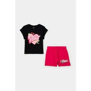 Set de pantaloni scurti si tricou cu imprimeu text - 2 piese imagine