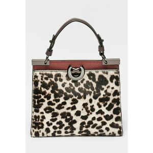 Geanta de piele cu maner si model leopard imagine