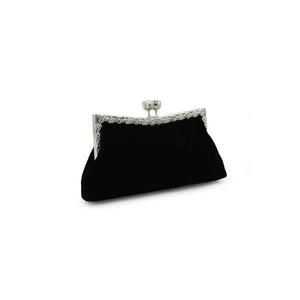 Gentuta mica dama, eleganta, neagra, material catifelat, strasuri argintii, clutch, 220x50x100mm imagine