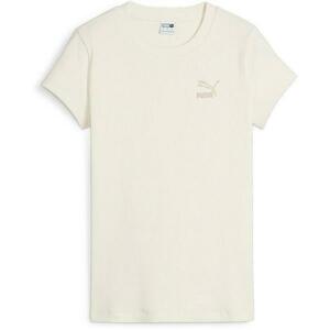 Tricou femei Puma Classics Ribbed Slim Tee 62426499, L, Bej imagine