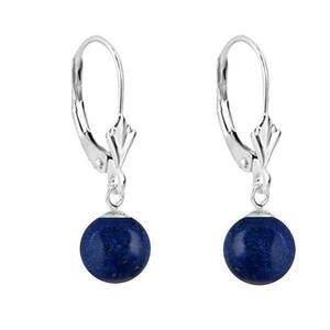 Cercei Aur Alb de 14 karate cu Tortita Model Lalea si Pietre Semipretioase Naturale de Lapis Lazuli de 8 mm, Kaskadda imagine