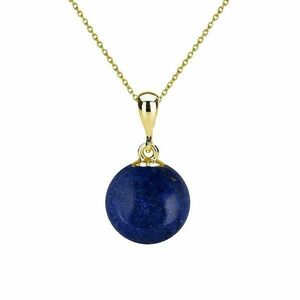 Colier Aur cu Pandantiv Aur de 14 karate si Piatra Semipretioasa Naturala de Lapis Lazuli de 8 mm, Kaskadda imagine