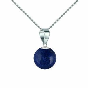 Colier Argint cu Pandantiv Argint si Piatra Semipretioasa Naturala de Lapis Lazuli de 8 mm, Kaskadda imagine