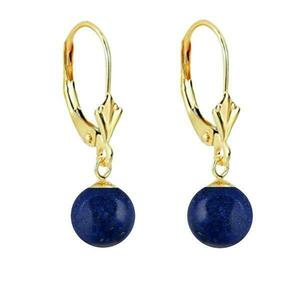 Cercei Aur Galben de 14 karate cu Tortita Model Lalea si Pietre Semipretioase Naturale de Lapis Lazuli de 8 mm, Kaskadda imagine