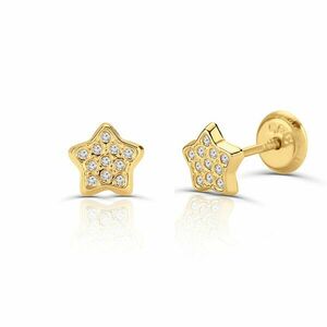 Cercei din aur 14K pentru copii Crystal Studded Stars imagine