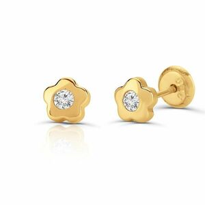 Cercei din aur 14K pentru copii Flowers and Crystals imagine