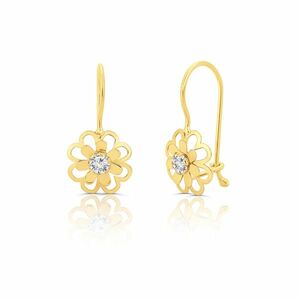 Cercei din aur 14K pentru copii Flower Outline and Hook imagine